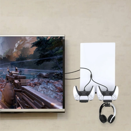Настінний кронштейн для PS5 / PS5 Slim із зарядкою для геймпадів і тримачем для навушників (GP-535)
