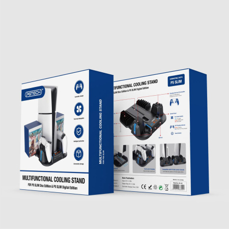 PS5 Slim охолоджуюча основа, тримач контролера PS5 з полицею для зберігання ігрових дисківGP-521