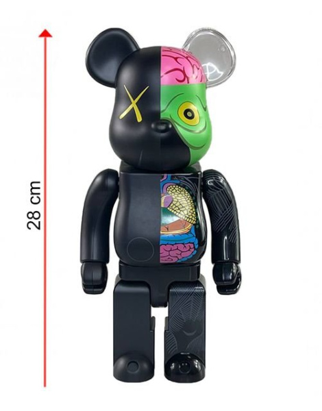Bearbrick x Kaws Dissected Companion Беарбрик черный/цветной 400% (28см)