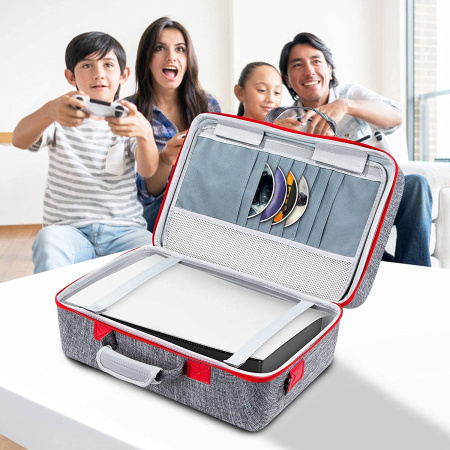 PS5 сумка для транспортування прямокутна з відділенням для навушників та геймпадів сіра