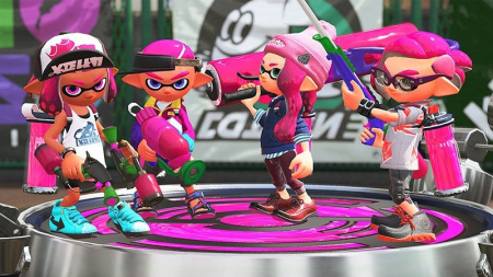 Игровая приставка  Nintendo Switch красный синий + игра Splatoon 2 (Switch)