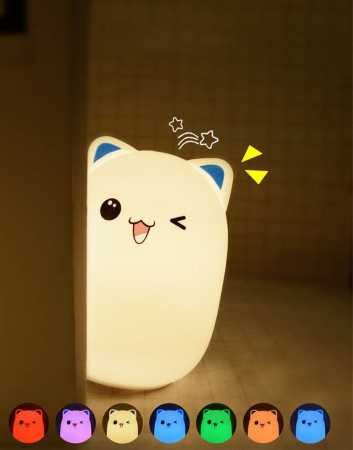 Светильник BUD BEAR Silicone LAMP КОТИК Синие ушки