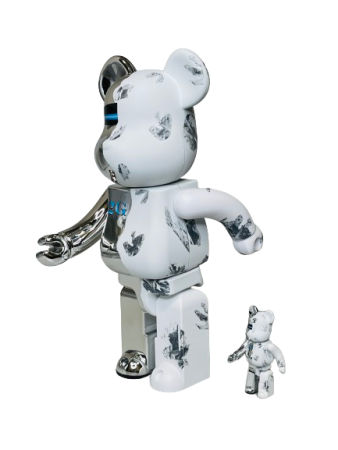 Bearbrick Daniel Arsham & Hajime Sorayama 400% + 100% (28см+7см)