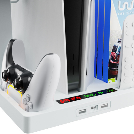 Зарядная станция для 2 DualSense  PS5 охолоджувальна підставка зберігання дисків   HBP-271