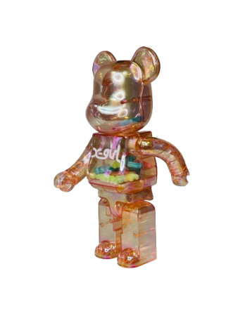Bearbrick X-Girl (фігурка прозора рожева) 400% (28см)