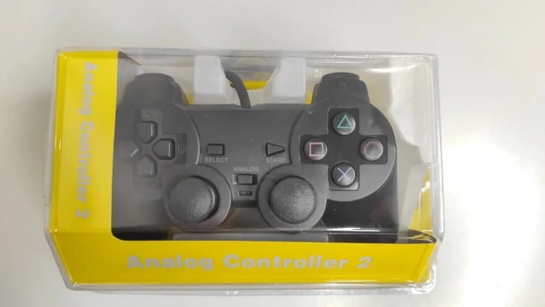 Геймпад дротовий PS2 / PS1 з вібрацією (чорний, блістер)