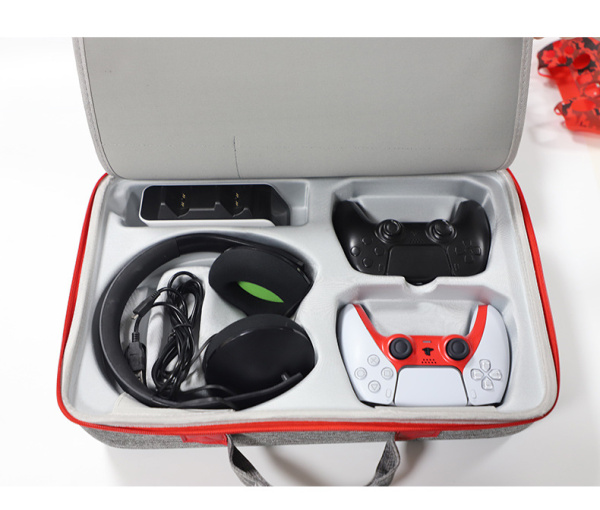 PS5 сумка для транспортування прямокутна з відділенням для навушників та геймпадів сіра