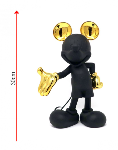 Микки Маус Дизайнерская фигурка матовый черный и золотой металлик 30 см