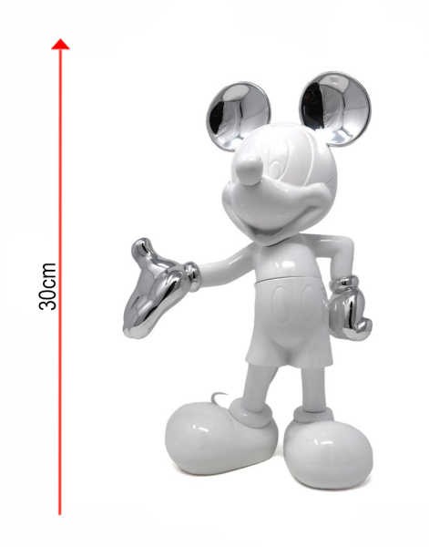 Микки Маус Дизайнерская фигурка лакированный белый и серебристый металлик 30 см