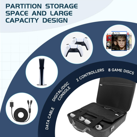 Сумка-кейс для PlayStation 5 Pro — жорстка захисна сумка великої місткості для консолі та аксесуарів