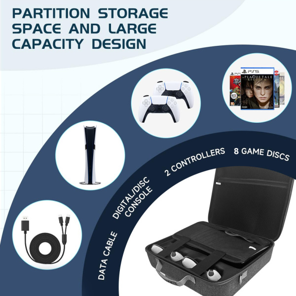 Сумка-кейс для PlayStation 5 Pro — жорстка захисна сумка великої місткості для консолі та аксесуарів