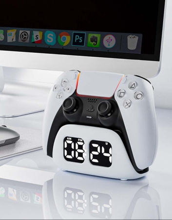 Багатофункціональна зарядна база для геймпада PS5 з LED годинником та будильником Aolion AL-P5486