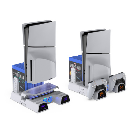 PS5 Slim  Підставка зарядна Ігрових контролерів P5 + зберігання дисків TP5-3532B 