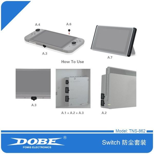 Пылезащитная заглушки + Стекло Nintendo Switch TNS-862