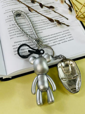Брелок Bearbrick Железный Человек (Серебряный) Двойной