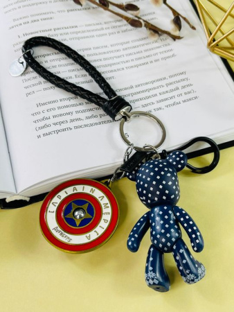 Брелок Bearbrick Ромбики Капитан Америка (Синий) Двойной