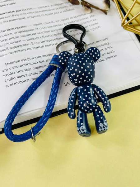 Брелок Bearbrick с ремешком Ромбики (Синий)