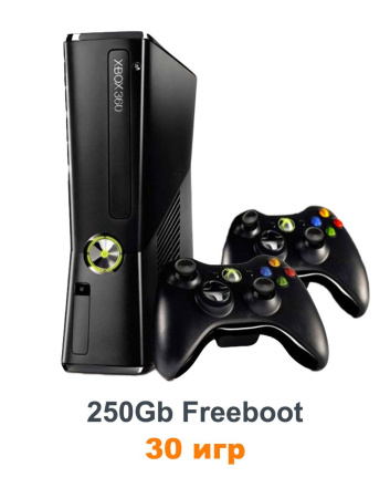 Xbox 360 Slim/E 250 Gb Freeboot 30 Игр + 2 Джойстик