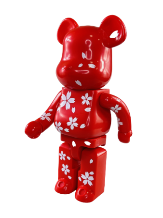 Bearbrick Japan Cool (Красный с белыми цветами) 400% (28 см)