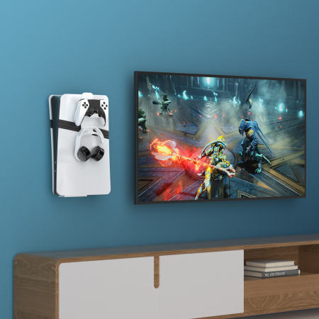 Настінний кронштейн для PS5 Pro/Slim + набір гачків для аксесуарів P5227 (білий або чорний)