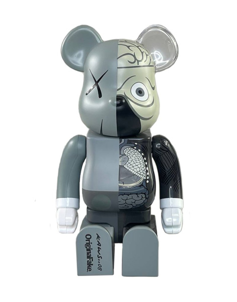 Bearbrick x Kaws Dissected Companion Беарбрик серый 400% (28см)