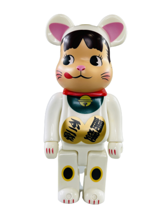 Bearbrick Lucky Cat Пеко-Чан белый 400% (28см)