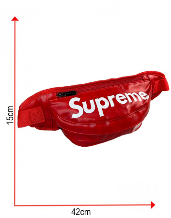 Сумка-бананка Supreme эко-кожа (Красная)