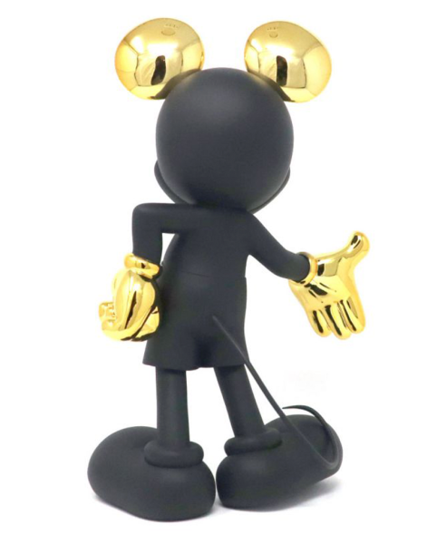 Микки Маус Дизайнерская фигурка матовый черный и золотой металлик 30 см