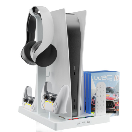 Зарядная станция для 2 DualSense  PS5 охолоджувальна підставка зберігання дисків   HBP-271