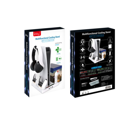 Зарядная станция для 2 DualSense  PS5 охолоджувальна підставка зберігання дисків Чорний  HBP-271