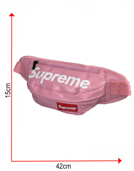 Сумка-бананка Supreme эко-кожа (Розовая)