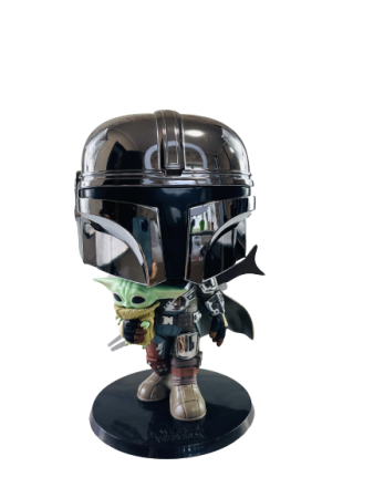 Фигурка Funko POP Мандалорец №380 Звездные войны в хромированной броне с Дитем (25 см)