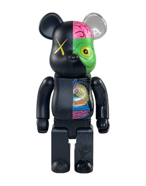 Bearbrick x Kaws Dissected Companion Беарбрик черный/цветной 400% (28см)