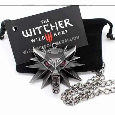 Кулон 3D Відьмак (The Witcher) медальйон Геральт метал червоні очі