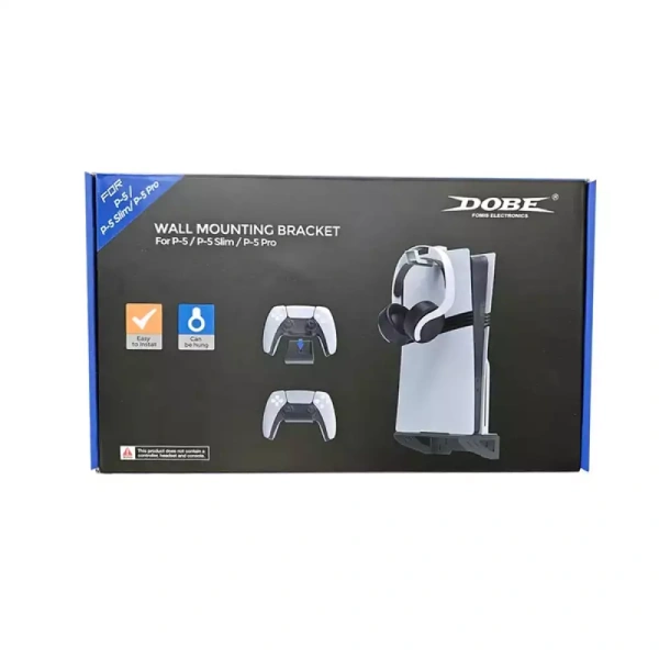 Настінний кронштейн DOBE TP5-3502 для PS5 / Slim / Pro з тримачами для геймпадів і навушників