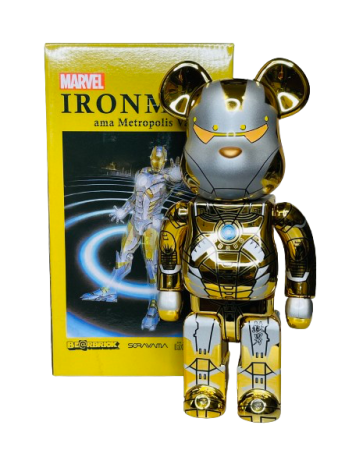 Bearbrick x Hajime Sorayama x Marvel Iron Man Reverse (Фігурка Залізна Людина) 400% (28см)