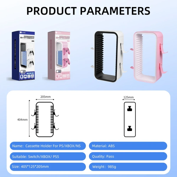 Стелаж для Зберігання 18 Ігрових Дисків та 4 Геймпадів (Білий)