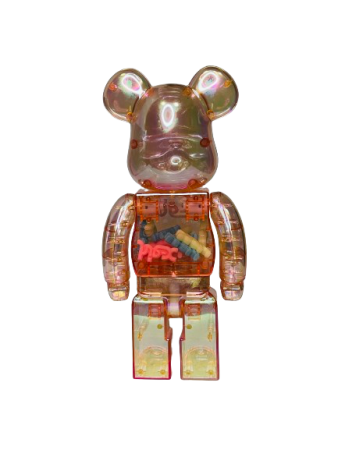 Bearbrick X-Girl (фігурка прозора рожева) 400% (28см)