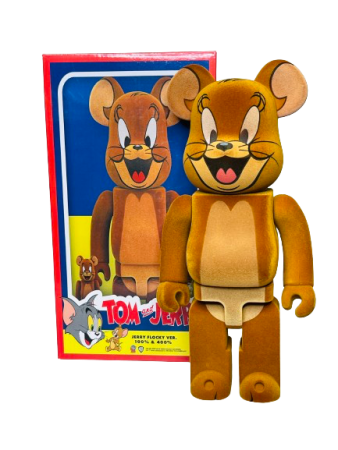 Bearbrick Том і Джеррі: Джеррі Флокі (Оксамитовий) 400% (28см)