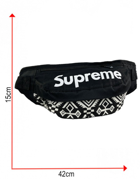 Сумка-бананка Supreme принт (черно-белая)