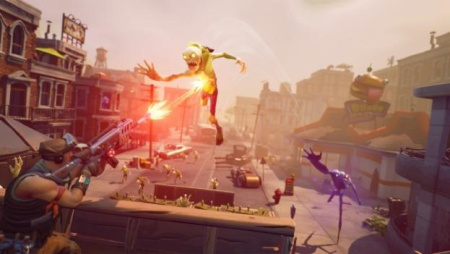 Игровая приставка  Nintendo Switch красный синий + игра Fortnite