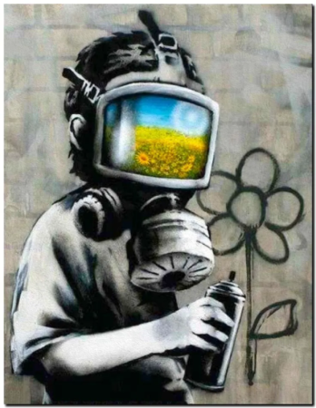 BANKSY STREET ART Протигаз хлопчик Home Wall Art Decor Галерея Бенксі розмір 60 x 90 см