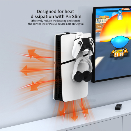 PS5 slim Настінний кронштейн з тримачем геймпадів   JYS-P5193