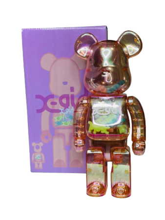 Bearbrick X-Girl (фігурка прозора рожева) 400% (28см)