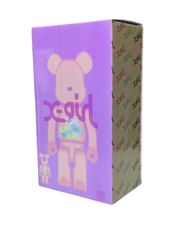 Bearbrick X-Girl (фігурка прозора рожева) 400% (28см)