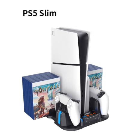 PS5 Slim охолоджуюча основа, тримач контролера PS5 з полицею для зберігання ігрових дисківGP-521