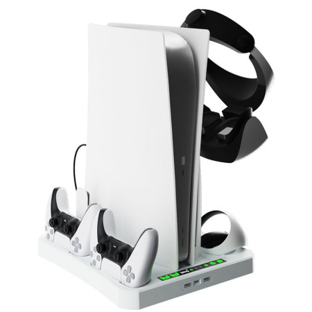 Багатофункціональна охолоджуюча підставка для PS5 / PSVR2 із зарядною базою, стійкою для дисків та тримачем для шолома