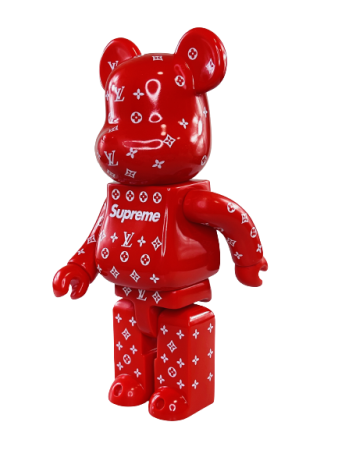 Bearbrick Louis Vuitton Supreme красный 400% (28 см)