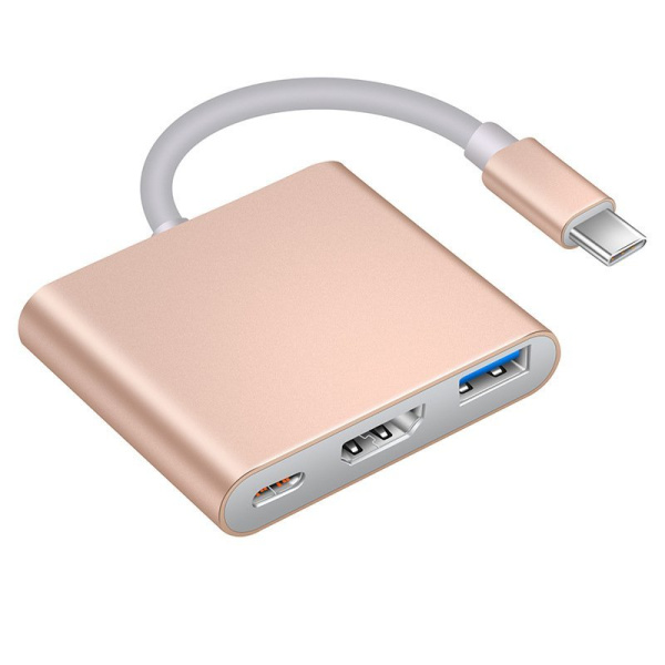 Переходник 3 in 1 USB Type C Hub адаптер USB 3.0 / HDMI 4K / Type-C Power 3 in 1 USB Type C Hub адаптер USB 3.0 / HDMI 4K / Type-C Power Цвета 