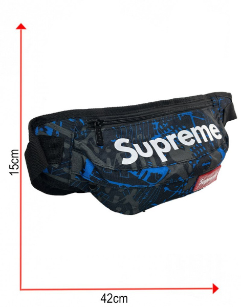 Сумка-бананка Supreme Абстракция (Черно-синяя)